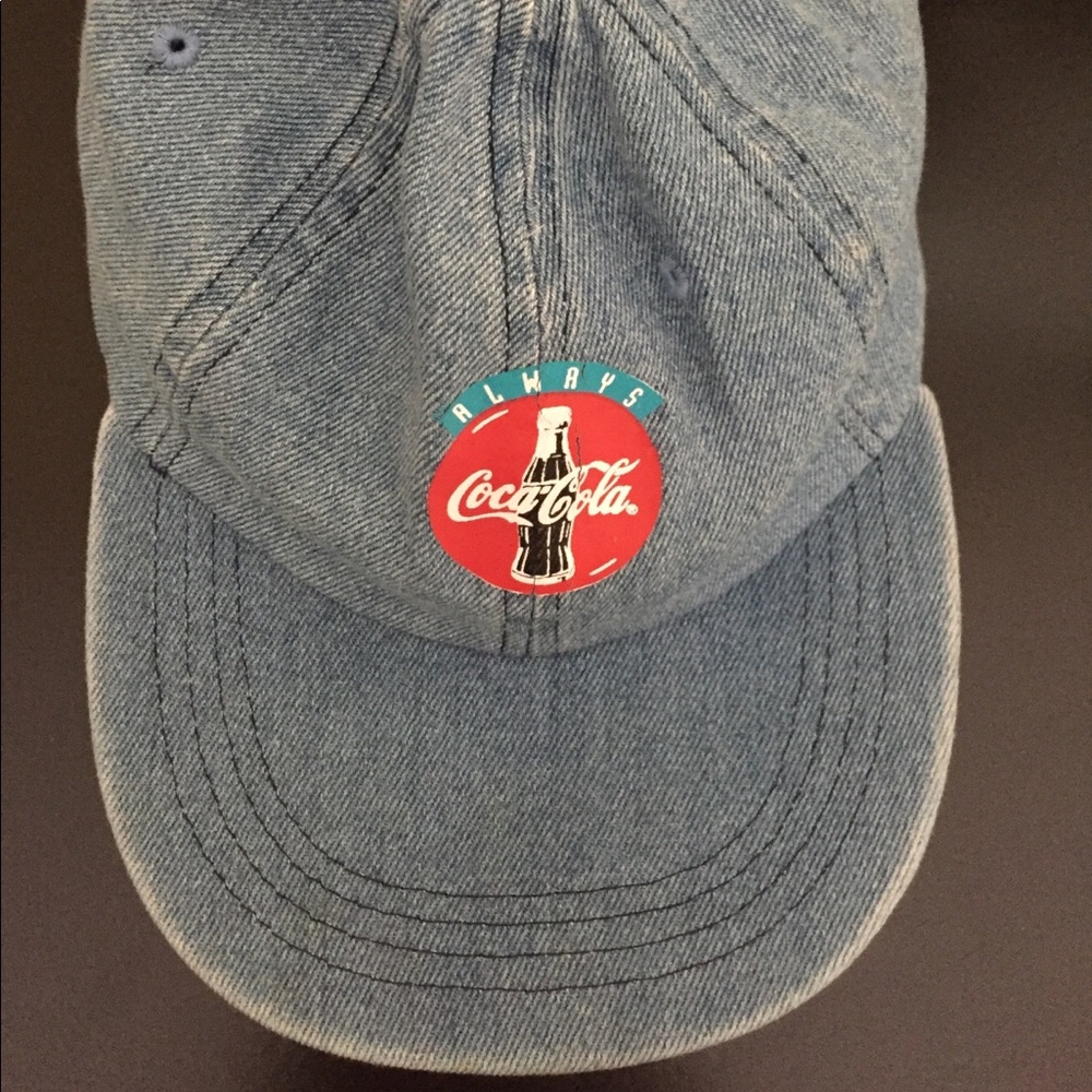 *VINTAGE* denim Coca-Cola strapback hat